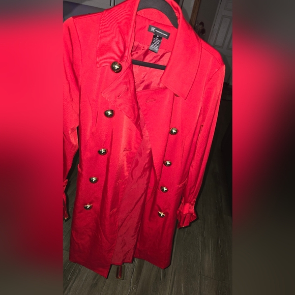 INC International Concepts Jackets & Blazers - INC International Concepts Vibrant Red Trench Coat